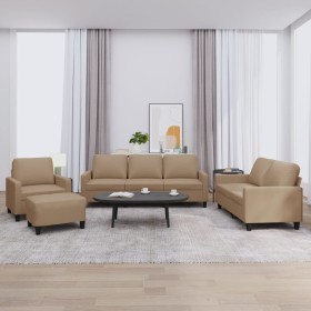 4-piece sofa set with cappuccino synthetic leather cushions by , Sofas - Ref: Foro24-3201407, Price: 691,96 €, Discount: %