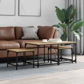 Stackable coffee tables set of 3, engineered wood in Sonoma oak. by , Coffee table - Ref: Foro24-835390, Price: 57,80 €, Disc...