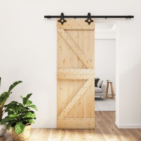 Puerta corredera con herrajes madera maciza de pino 70x210 cm de , Puertas - Ref: Foro24-3203122, Precio: 181,44 €, Descuento: %