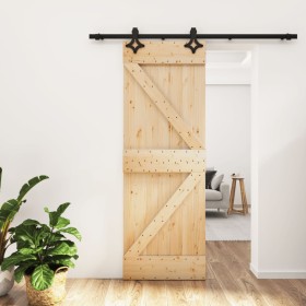 Puerta corredera con herrajes madera maciza de pino 70x210 cm de , Puertas - Ref: Foro24-3203136, Precio: 194,02 €, Descuento: %