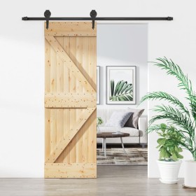 Schiebetür mit Beschlägen aus massivem Kiefernholz, 70 x 210 cm von , Türen - Ref: Foro24-3203197, Preis: 188,99 €, Rabatt: %