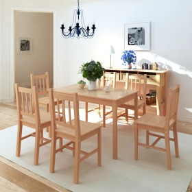 7-piece pine wood dining set by vidaXL, Furniture sets for kitchens and dining rooms - Ref: Foro24-242960, Price: 409,81 €, D...