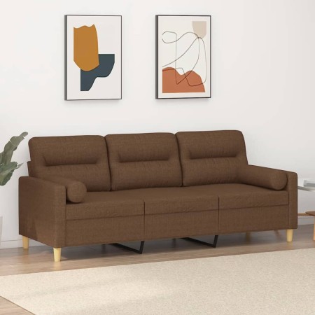 3-seater sofa with brown fabric cushions 180 cm by , Sofas - Ref: Foro24-3200832, Price: 317,50 €, Discount: %