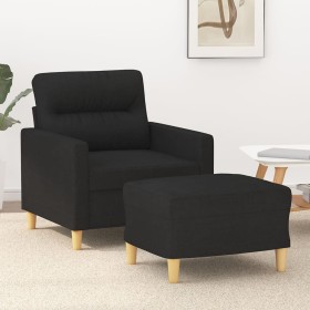 Sillón con taburete tela negro 60 cm de , Sofás - Ref: Foro24-3201069, Precio: 223,46 €, Descuento: %