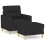 Black fabric armchair with stool 60 cm by , Sofas - Ref: Foro24-3201069, Price: 223,46 €, Discount: %