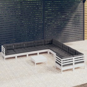 Garden furniture 11 pieces and white pine wood cushions by , Garden sets - Ref: Foro24-3097014, Price: 960,14 €, Discount: %