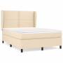 Cama box spring con colchón tela color crema 140x190 cm de , Camas y somieres - Ref: Foro24-3127882, Precio: 519,68 €, Descue...