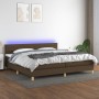 Cama box spring con colchón LED tela marrón oscuro 200x200 cm de , Camas y somieres - Ref: Foro24-3133824, Precio: 602,34 €, ...