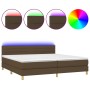 Cama box spring con colchón LED tela marrón oscuro 200x200 cm de , Camas y somieres - Ref: Foro24-3133824, Precio: 602,34 €, ...