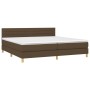 Box spring bed with LED mattress dark brown fabric 200x200 cm by , Beds and slatted bases - Ref: Foro24-3133824, Price: 526,9...