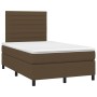 Cama box spring con colchón y LED tela marrón oscuro 120x200 cm de , Camas y somieres - Ref: Foro24-3134944, Precio: 436,29 €...