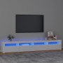 Mueble de TV con luces LED blanco brillante 240x35x40 cm de , Muebles TV - Ref: Foro24-3152726, Precio: 230,72 €, Descuento: %