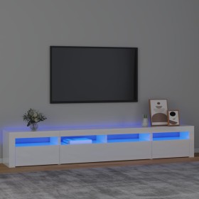 Mueble de TV con luces LED blanco brillante 240x35x40 cm de , Muebles TV - Ref: Foro24-3152726, Precio: 220,11 €, Descuento: %