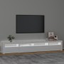 Mueble de TV con luces LED blanco brillante 240x35x40 cm de , Muebles TV - Ref: Foro24-3152726, Precio: 230,72 €, Descuento: %