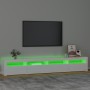 Mueble de TV con luces LED blanco brillante 240x35x40 cm de , Muebles TV - Ref: Foro24-3152726, Precio: 230,72 €, Descuento: %