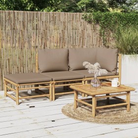 3-piece bamboo garden furniture set with taupe gray cushions by , Garden sets - Ref: Foro24-3155140, Price: 321,11 €, Discoun...