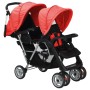 Carrito para 2 niños tandem de acero rojo y negro de vidaXL, Cochecitos de bebé - Ref: Foro24-10111, Precio: 208,20 €, Descue...