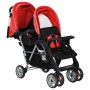 Carrito para 2 niños tandem de acero rojo y negro de vidaXL, Cochecitos de bebé - Ref: Foro24-10111, Precio: 208,20 €, Descue...