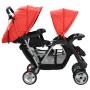 Carrito para 2 niños tandem de acero rojo y negro de vidaXL, Cochecitos de bebé - Ref: Foro24-10111, Precio: 208,20 €, Descue...