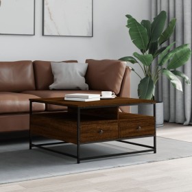 Brown oak engineered wood coffee table 80x80x45 cm by , Coffee table - Ref: Foro24-835293, Price: 86,99 €, Discount: %