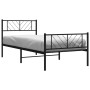 Bed frame with headboard and black metal footboard 90x190 cm by , Beds and slatted bases - Ref: Foro24-372189, Price: 75,92 €...