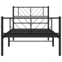 Bed frame with headboard and black metal footboard 90x190 cm by , Beds and slatted bases - Ref: Foro24-372189, Price: 75,92 €...