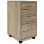 Office chest of drawers with wheels 5 oak-colored drawers by vidaXL, Lockers and storage cabinets - Ref: Foro24-243063, Price...