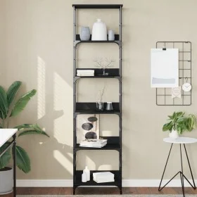 Estantería de madera de ingeniería negra 50x33x188,5 cm de , Librerías y estanterías - Ref: Foro24-835279, Precio: 65,81 €, D...
