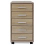 Office chest of drawers with wheels 5 oak-colored drawers by vidaXL, Lockers and storage cabinets - Ref: Foro24-243063, Price...