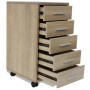 Office chest of drawers with wheels 5 oak-colored drawers by vidaXL, Lockers and storage cabinets - Ref: Foro24-243063, Price...