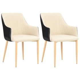 Dining chairs 2 units cream and black fabric by , dining chairs - Ref: Foro24-246169, Price: 139,57 €, Discount: %