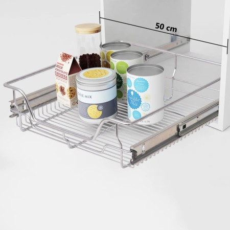 Removable wire trays, 2 units, silver, 500 mm. by vidaXL, Kitchen utensil containers - Ref: Foro24-50480, Price: 61,99 €, Dis...