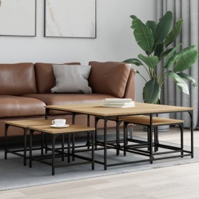 Stackable coffee tables 5 pieces engineered wood Sonoma oak by , Coffee table - Ref: Foro24-835335, Price: 77,99 €, Discount: %