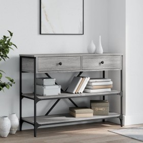 Console table with drawers shelves engineered wood Sonoma gray by , Side tables - Ref: Foro24-833406, Price: 133,99 €, Discou...