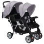 Carrito para 2 niños tandem de acero gris y negro de vidaXL, Cochecitos de bebé - Ref: Foro24-10113, Precio: 192,16 €, Descue...