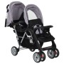 Carrito para 2 niños tandem de acero gris y negro de vidaXL, Cochecitos de bebé - Ref: Foro24-10113, Precio: 192,16 €, Descue...