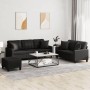 3-teilige Sofagarnitur aus schwarzem Kunstleder mit Kissen von , Sofas - Ref: Foro24-3201393, Preis: 628,40 €, Rabatt: %