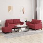 Red synthetic leather 3-piece sofa set with cushions by , Sofas - Ref: Foro24-3201366, Price: 541,00 €, Discount: %