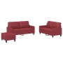 Red synthetic leather 3-piece sofa set with cushions by , Sofas - Ref: Foro24-3201366, Price: 541,00 €, Discount: %