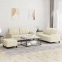 Cream synthetic leather 3-piece sofa set with cushions by , Sofas - Ref: Foro24-3201364, Price: 455,20 €, Discount: %