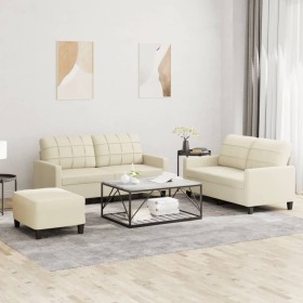 Cream synthetic leather 3-piece sofa set with cushions by , Sofas - Ref: Foro24-3201364, Price: 505,53 €, Discount: %