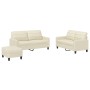 Cream synthetic leather 3-piece sofa set with cushions by , Sofas - Ref: Foro24-3201364, Price: 455,20 €, Discount: %