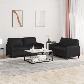 2-teilige Sofagarnitur aus schwarzem Kunstleder mit Kissen von , Sofas - Ref: Foro24-3201408, Preis: 460,99 €, Rabatt: %