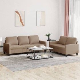 Cappuccino synthetic leather 2-piece sofa set with cushions by , Sofas - Ref: Foro24-3201422, Price: 497,89 €, Discount: %