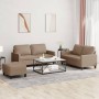 Cappuccino synthetic leather 3-piece sofa set with cushions by , Sofas - Ref: Foro24-3201417, Price: 514,19 €, Discount: %