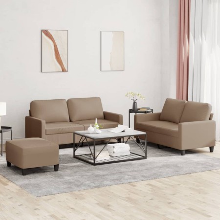 3-teilige Sofagarnitur aus Cappuccino-Kunstleder mit Kissen von , Sofas - Ref: Foro24-3201417, Preis: 514,19 €, Rabatt: %