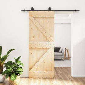 Puerta corredera con herrajes madera maciza de pino 85x210 cm de , Puertas - Ref: Foro24-3203045, Precio: 185,67 €, Descuento: %