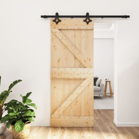 Puerta corredera con herrajes madera maciza de pino 85x210 cm de , Puertas - Ref: Foro24-3203123, Precio: 177,54 €, Descuento: %