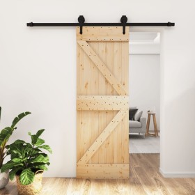 Puerta corredera con herrajes madera maciza de pino 70x210 cm de , Puertas - Ref: Foro24-3203227, Precio: 183,16 €, Descuento: %