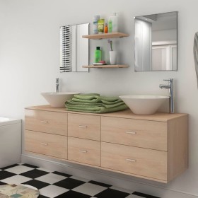 Conjunto de muebles de baño y lavabo 7 piezas beige de vidaXL, Muebles de baño - Ref: Foro24-272232, Precio: 417,99 €, Descue...